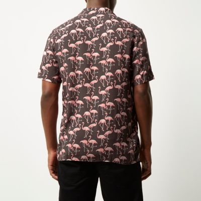 Pink flamingo print shirt